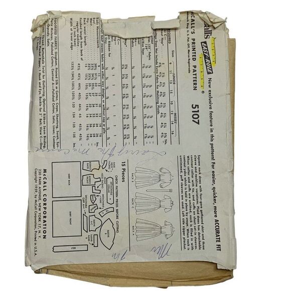 Vintage 50s McCalls 5107 Pattern Junior Misses 9-16 Dress Pinup Cut 3 Styles - Picture 3 of 4